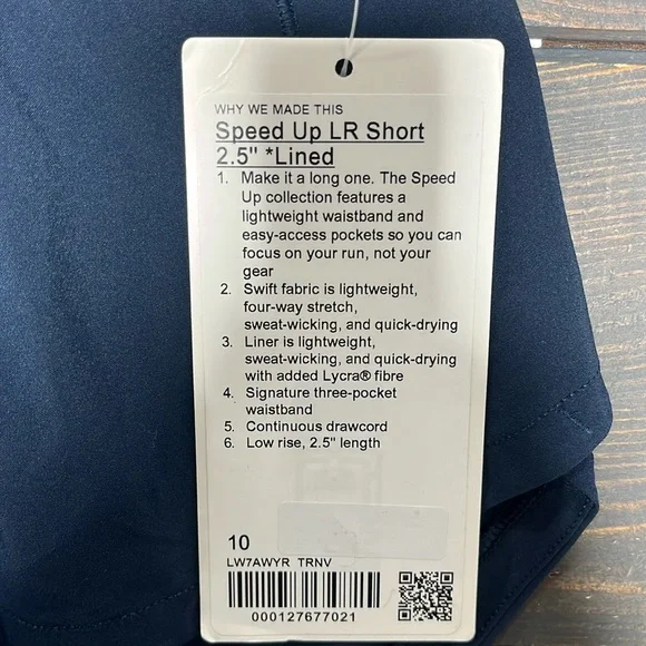 NWT LULULEMON SPEED UP LR SHORT 2.5 LINED NAVY - 10 - Picture 4 of 4